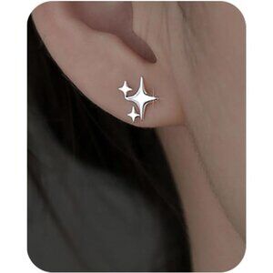 Sterling Silver Star Stud Earrings for Women - Hypoallergenic Earring